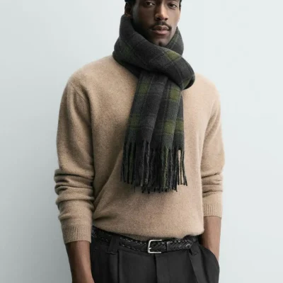 شال گردن چهارخانه مردانه zara