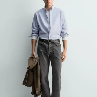 پیراهن مردانه کلاسیک فلامینگو کتان zara