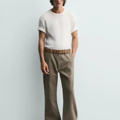شلوار جین واید فلیر کراپ لیمیتد ادیشن zara