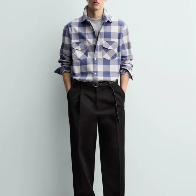پیراهن چهارخانه پنبه‌ای آرون لوین x زارا zara