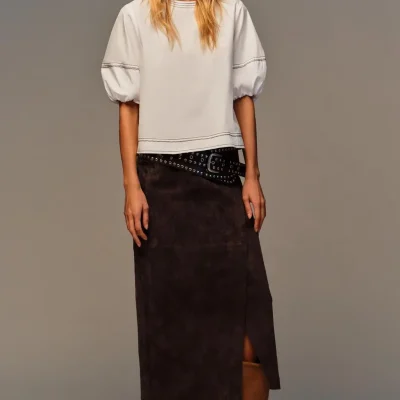 پیراهن آستین بادکنکی با دوخت متضاد zara