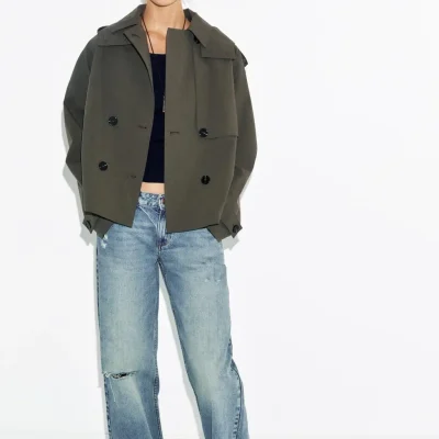 کاپشن کوتاه ترنچ کت هودی‌دار zara