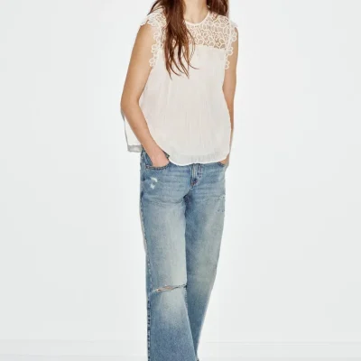تاپ کروشه کنتراست zara