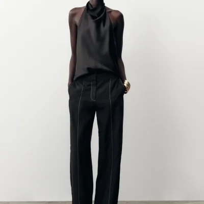 شلوار راسته با دوخت کنتراست zara