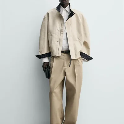 کت کاجورا مردانه با یقه کنتراست zara