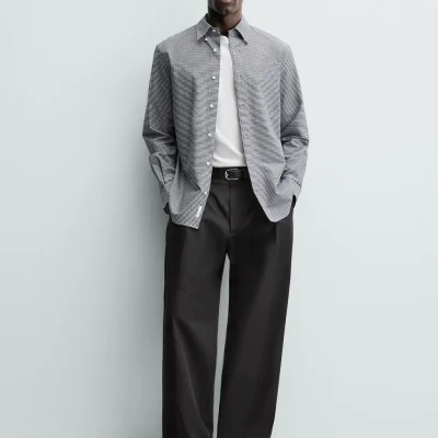 پیراهن چهارخانه پنبه‌ای مردانه zara