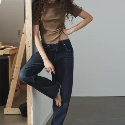 شلوار جین TRF مدل Baggy Tapered کمر پایین zara