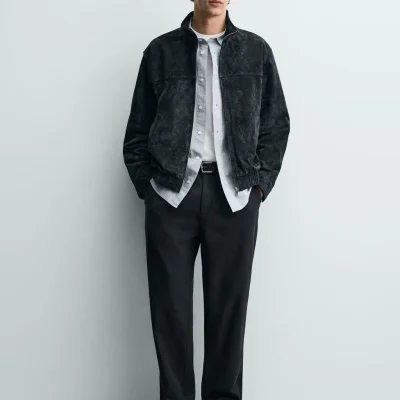 ژاکت چرمی جیر مردانه zara