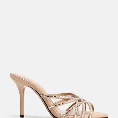 صندل پاشنه‌دار با بند براق zara