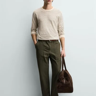 پلیور راه‌راه کتانی-پنبه‌ای zara