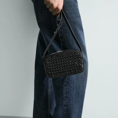 کیف دوشی بافت ضربدری zara