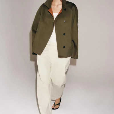 کت بارانی کوتاه یقه ایستاده ZW COLLECTION zara