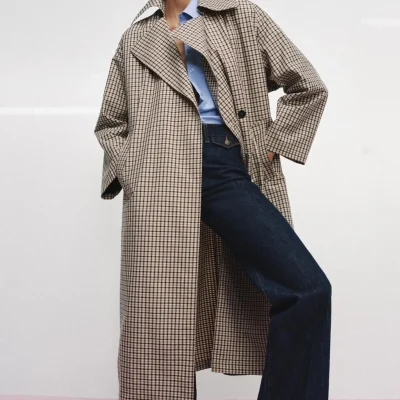 بارانی اورسایز چهارخانه ZW COLLECTION zara