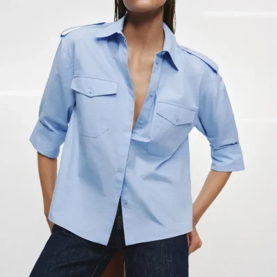 پیراهن پاپلین جیب‌دار ZW COLLECTION zara