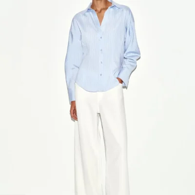 پیراهن زنانه یقه V با خطوط برش خورده zara