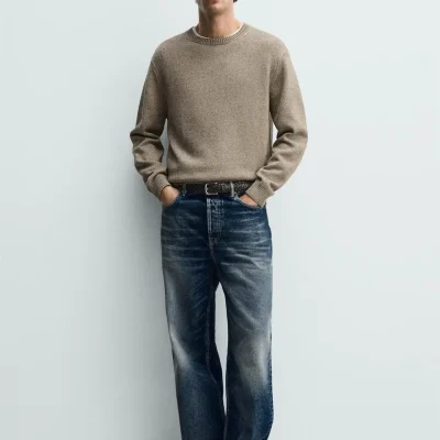 پلیور پنبه‌ای کتانی مردانه zara
