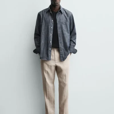 شلوار کتان ۱۰۰٪ فیت رگولار zara