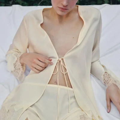 شورت ساتن دنتل دار zara