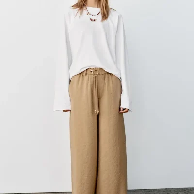 تیشرت آستین رگلان بلند زنانه مدل UZUN KOLLU REGULAR FIT RANGLAN T-SHIRT zara