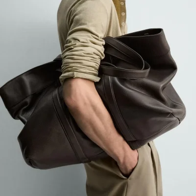 کیف دستی چرمی مردانه مدل Tote zara