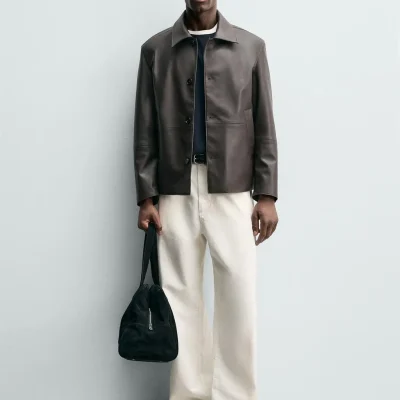 کت چرم مصنوعی اسلیم فیت مردانه zara