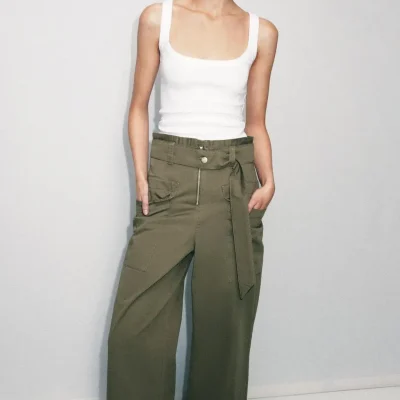 تیشرت بدون آستین پنبه‌ای زنانه zara