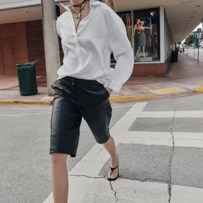 برمودا چرم مصنوعی بلند زنانه zara